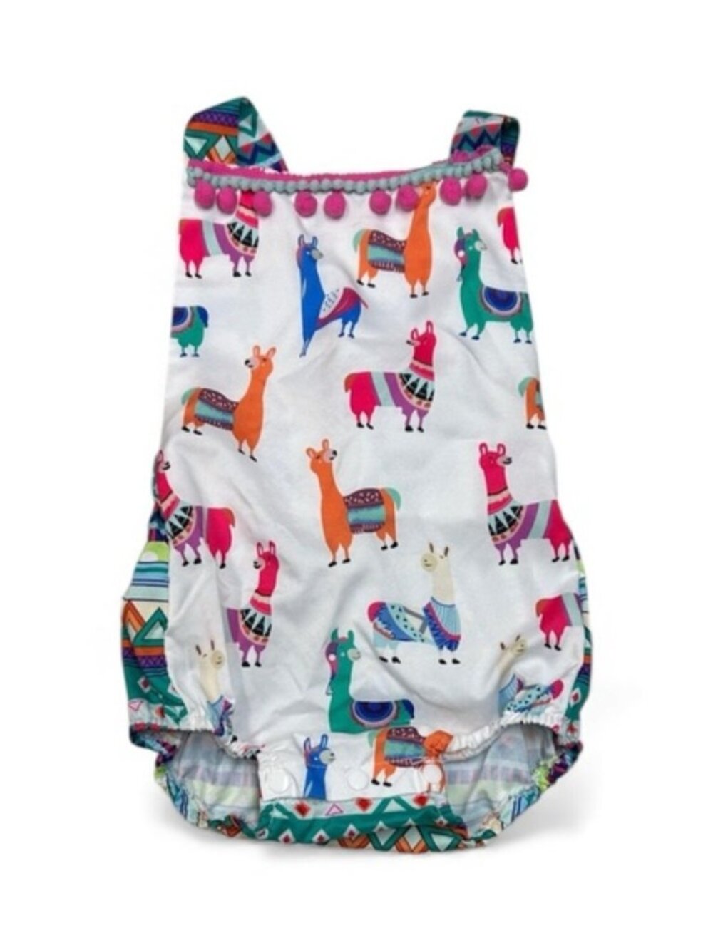 Colorful Llama Print Baby Romper